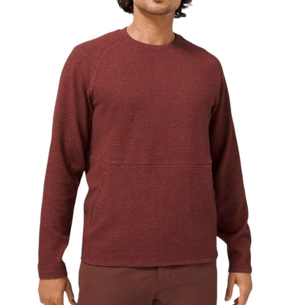 Lululemon Textured Training Sweatshirt & Shorts Set - Men's Burgundy Size Medium - Picture 2 of 11